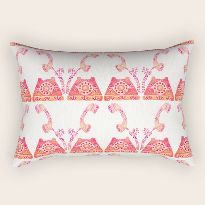 Vintage Rotary Phone - Peach Palette Rectangular Pillow