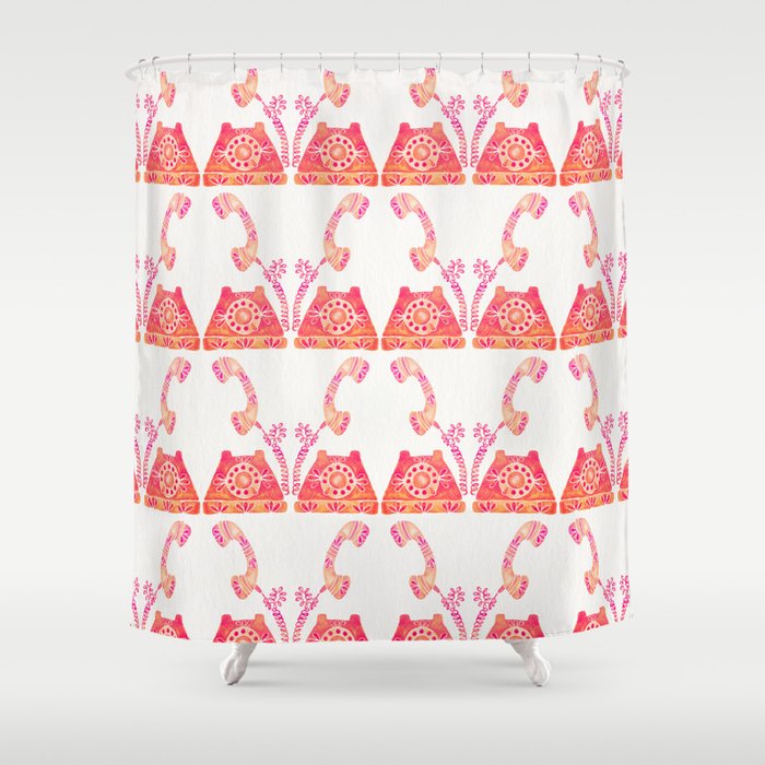 Vintage Rotary Phone - Peach Palette Shower Curtain