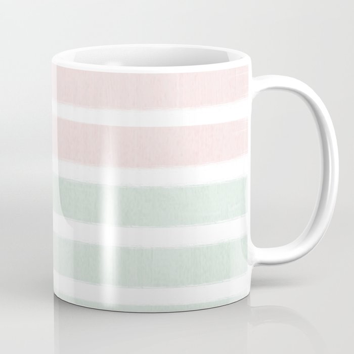 Gender Neutral Stripes Mint Pastel Pink Grey Striped Pattern Nursery Art Coffee Mug