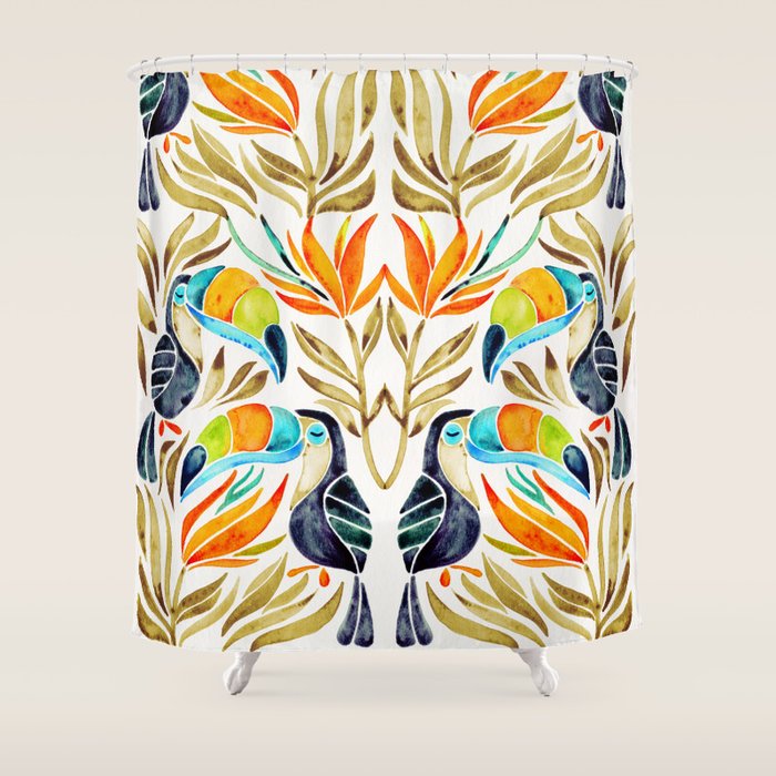 Tropical Toucans - Sepia Palette Shower Curtain
