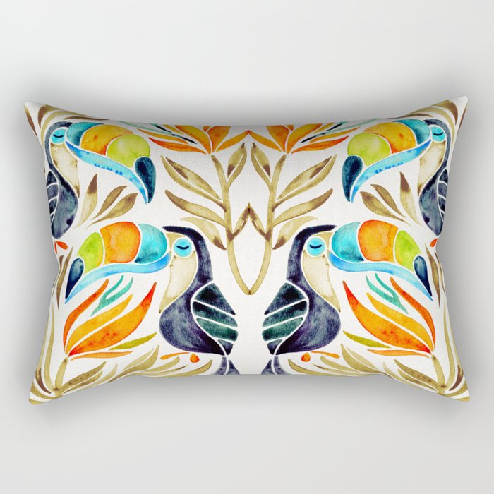 Tropical Toucans - Sepia Palette Rectangular Pillow