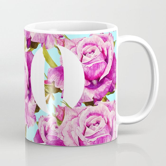 Love, Floral Typography Valentine'S Graphic Design, Eclectic Modern Boho Botanical Rose Illustration Coffee Mug