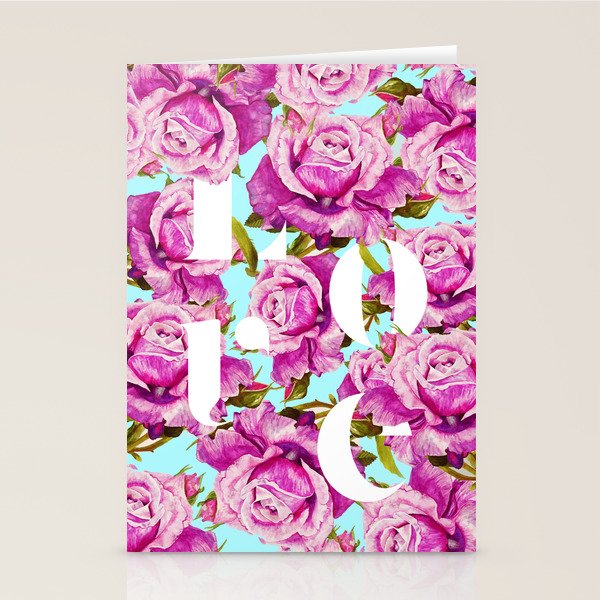 Love, Floral Typography Valentine'S Graphic Design, Eclectic Modern Boho Botanical Rose Illustration Stationery Card