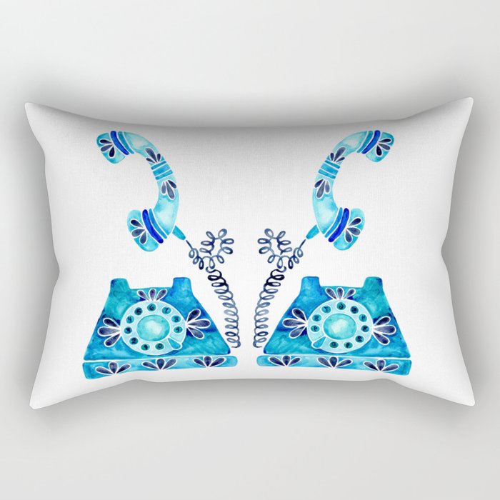 Vintage Rotary Phone - Blue Raspberry Rectangular Pillow