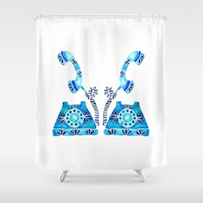 Vintage Rotary Phone - Blue Raspberry Shower Curtain