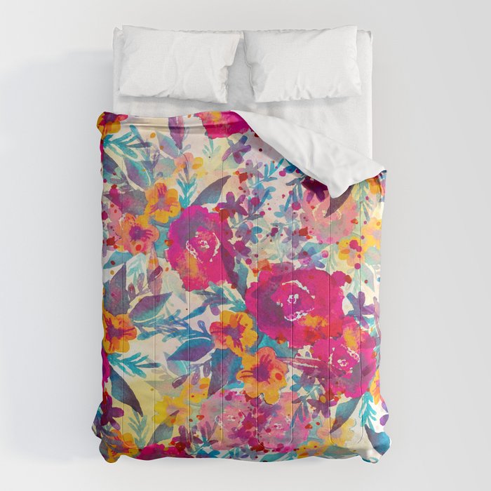 Watercolor Flowers And Plants 02 Comforter