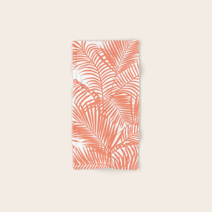 Modern Blush Coral Simple Tropical  Palm Tree Pattern Bath Towel
