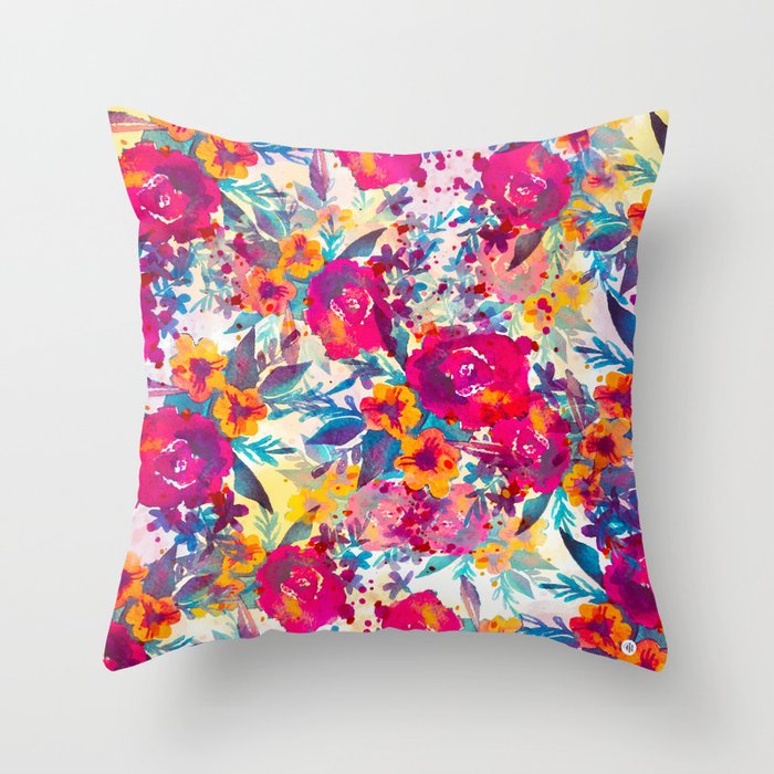 Watercolor Flowers And Plants 02 Throw Pillow