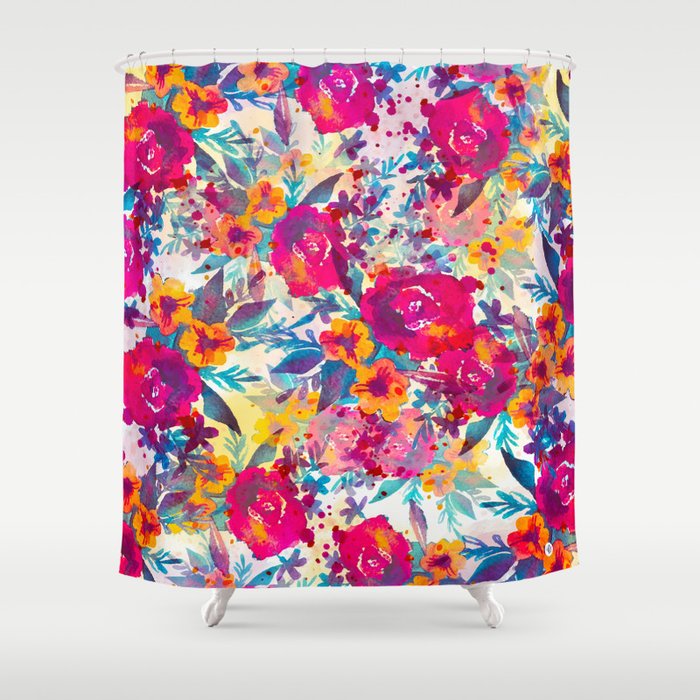 Watercolor Flowers And Plants 02 Shower Curtain