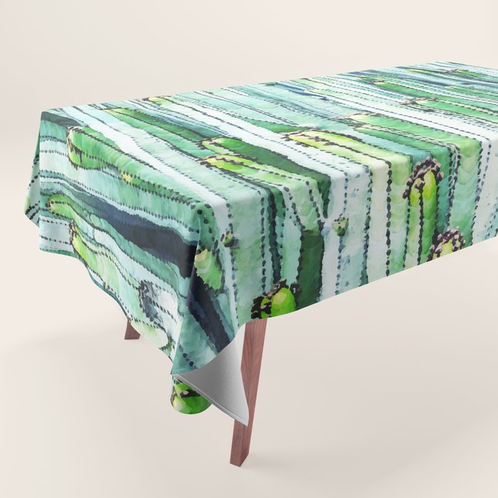Lost Cactus, Watercolor Nature Painting, Botanical Neutral Illustration Minimal Drawing Jungle Tablecloth