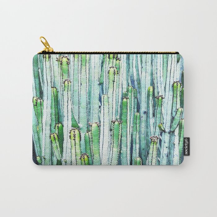 Lost Cactus, Watercolor Nature Painting, Botanical Neutral Illustration Minimal Drawing Jungle Carry All Pouch