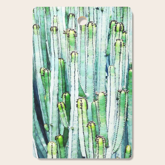 Lost Cactus, Watercolor Nature Painting, Botanical Neutral Illustration Minimal Drawing Jungle Cutting Board