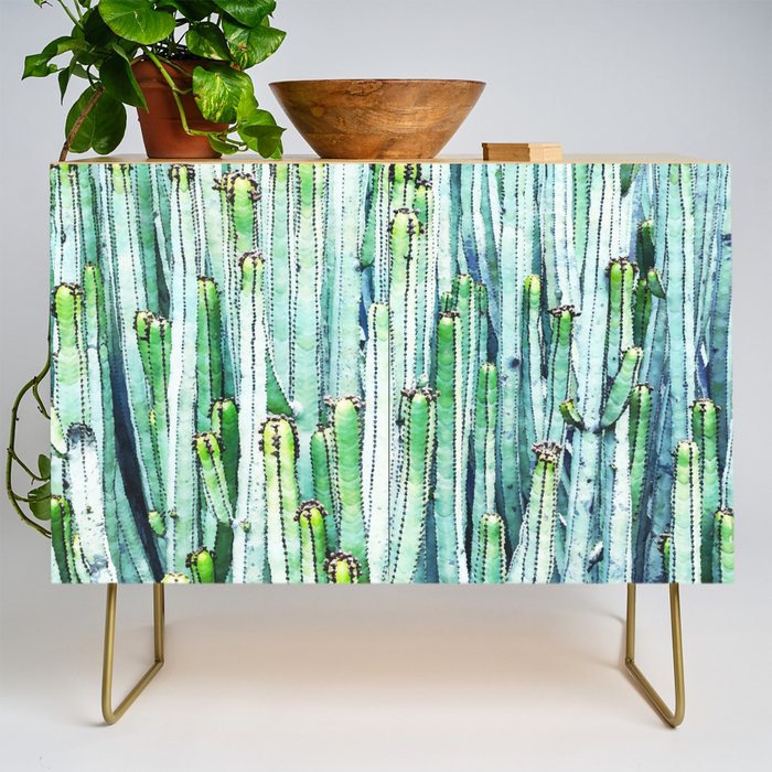 Lost Cactus, Watercolor Nature Painting, Botanical Neutral Illustration Minimal Drawing Jungle Credenza