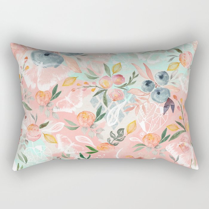 Abstract Painting Of Flowers And Plants Rectangular Pillow