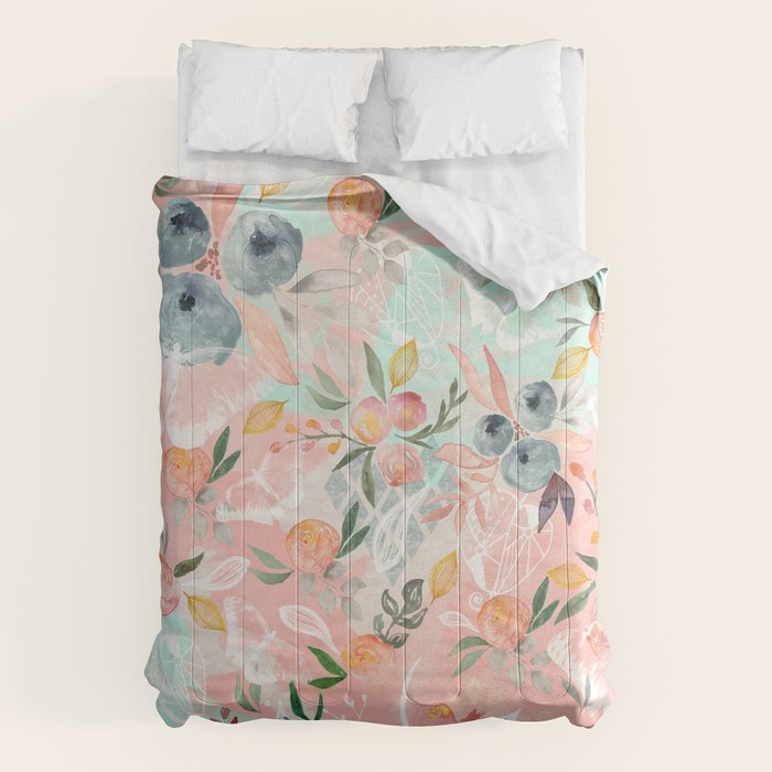 Abstract Painting Of Flowers And Plants Comforter