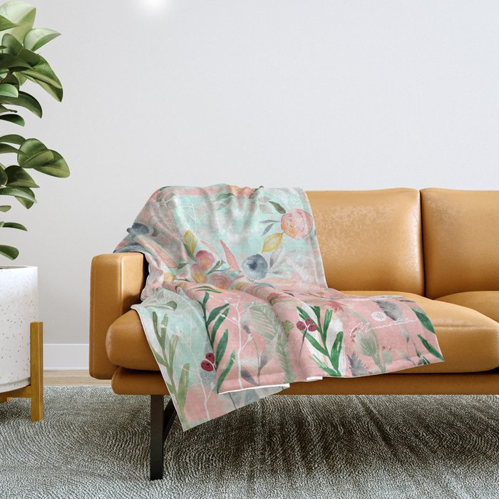 Abstract Painting Of Flowers And Plants Throw Blanket