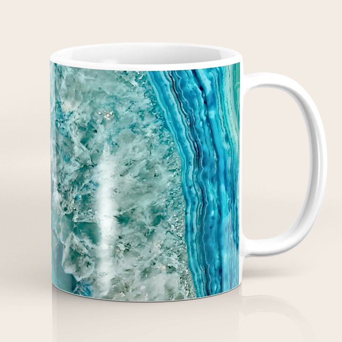 Aqua Turquoise Agate Mineral Gem Stone Coffee Mug