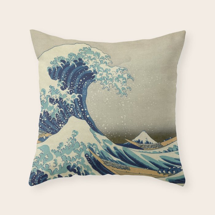 The Classic Japanese Great Wave Off Kanagawa Print By Hokusai Throw Pillow