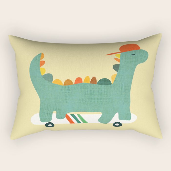 Dinosaur On Retro Skateboard Rectangular Pillow