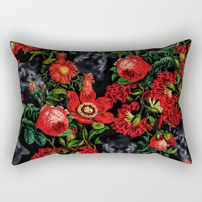 Panther And Floral Pattern Xo Rectangular Pillow