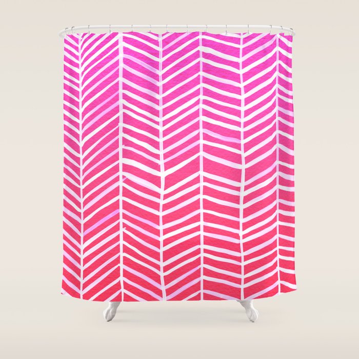 Herringbone - Pink Ombrã© Shower Curtain
