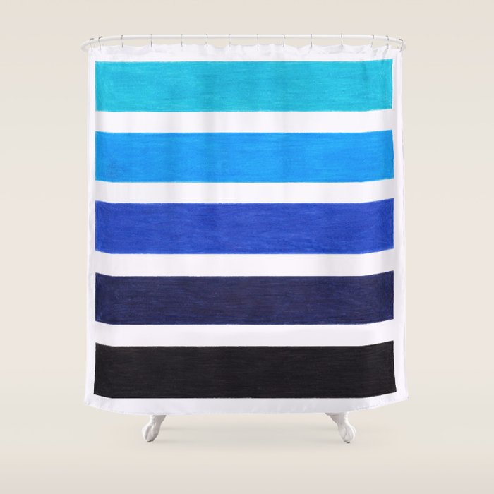 Colorful Blue Stripe Pattern Shower Curtain