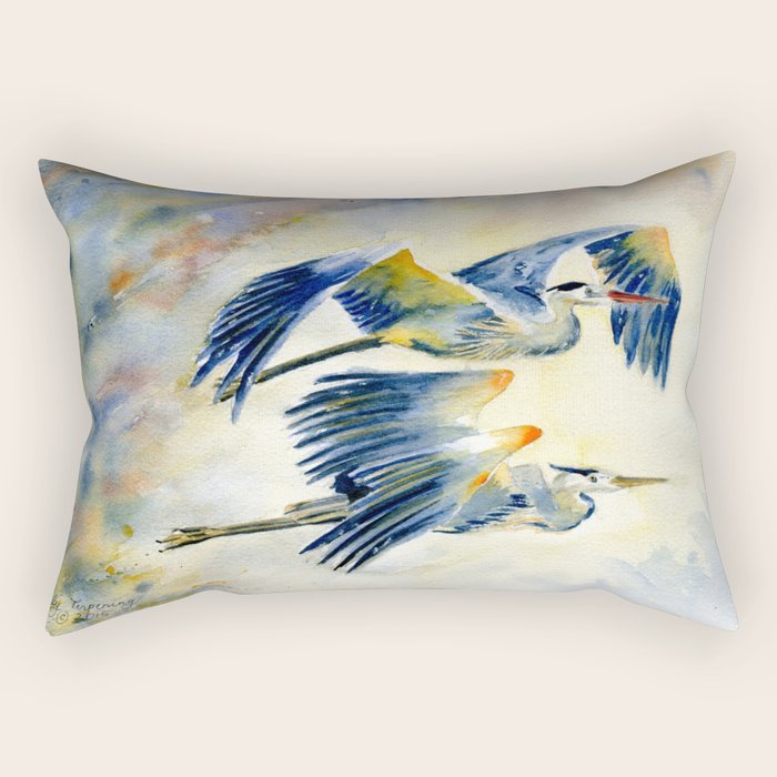 Flying Together - Great Blue Heron Rectangular Pillow