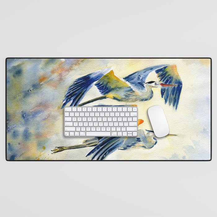 Flying Together - Great Blue Heron Desk Mat