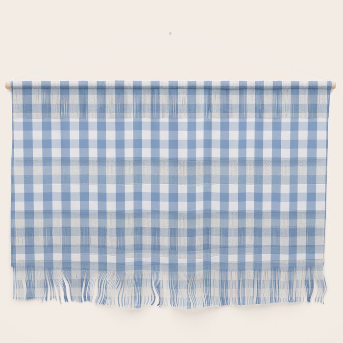 Classic Pale Blue Pastel Gingham Check Wall Hanging