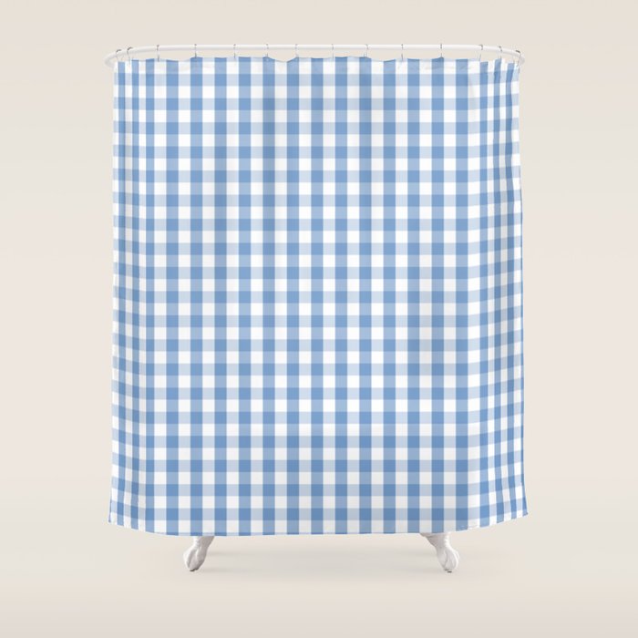 Classic Pale Blue Pastel Gingham Check Shower Curtain