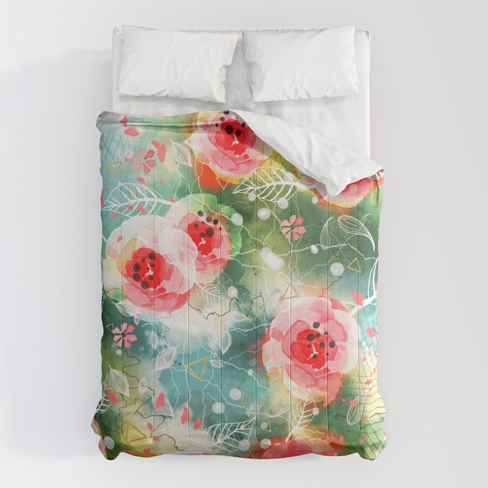 Abstract Painting Nature And Geometric Comforter