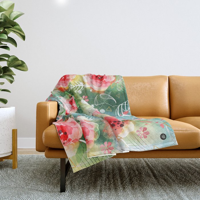 Abstract Painting Nature And Geometric Throw Blanket