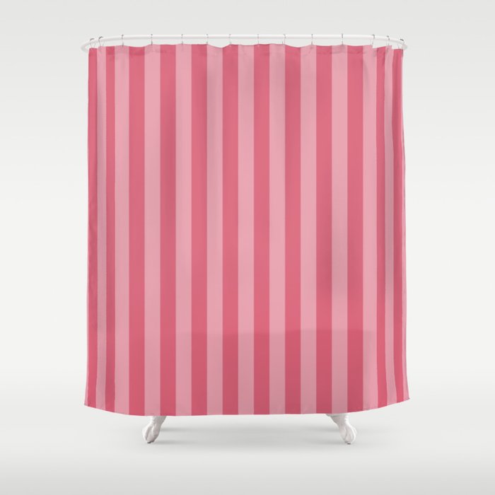 Large Nantucket Red Cabana Tent Stripes Shower Curtain