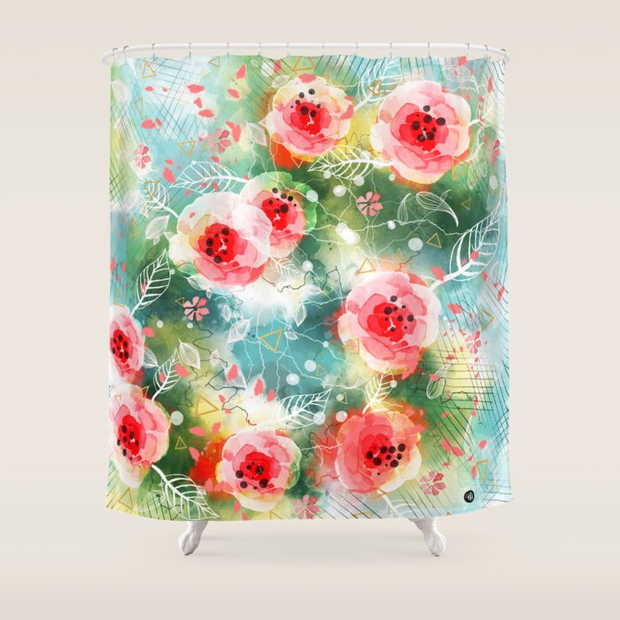 Abstract Painting Nature And Geometric Shower Curtain