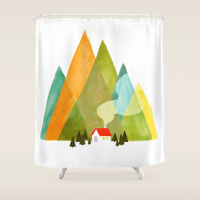 House At The Foot Of The Mountains Shower Curtain