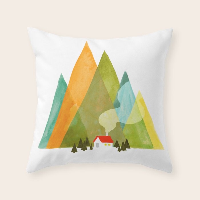 House At The Foot Of The Mountains Throw Pillow