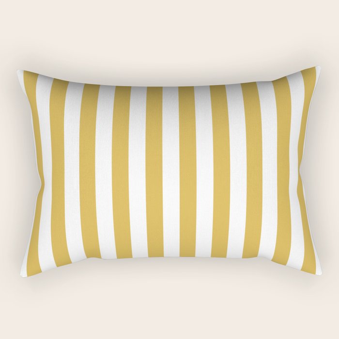 Large Mustard Yellow And White Cabana Tent Stripe Rectangular Pillow