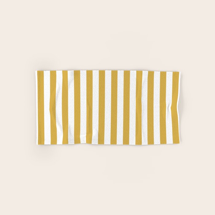 Large Mustard Yellow And White Cabana Tent Stripe Bath Towel