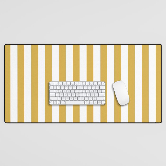 Large Mustard Yellow And White Cabana Tent Stripe Desk Mat