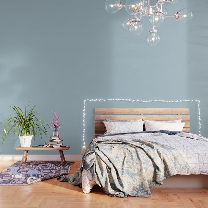 Soft Chalky Pastel Blue Solid Color Wallpaper