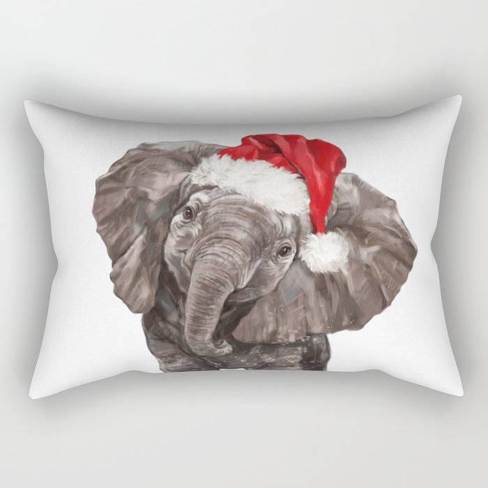 Christmas Baby Elephant Rectangular Pillow