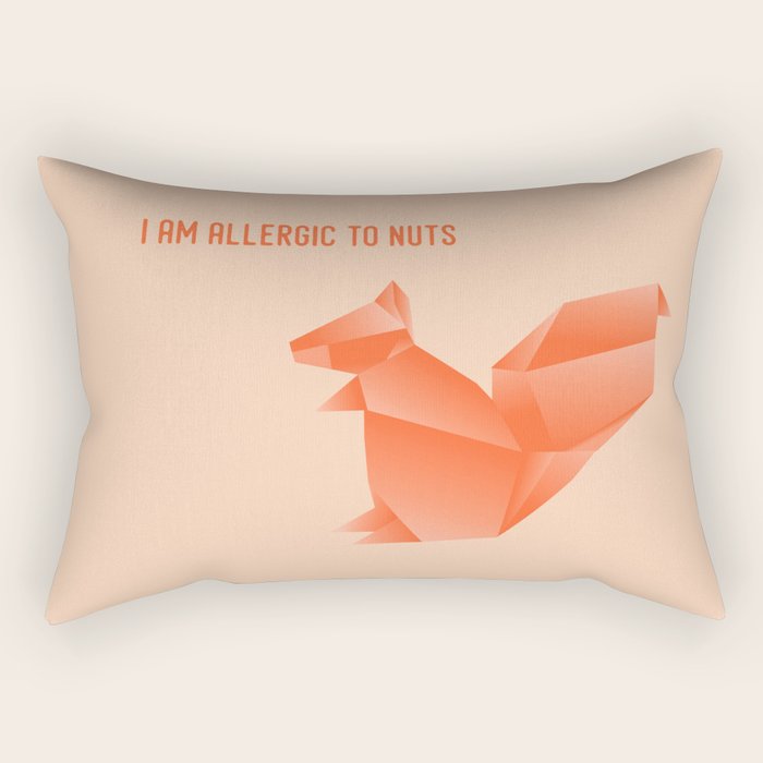 Allergic To Nuts - Origami Orange Squirrel Rectangular Pillow