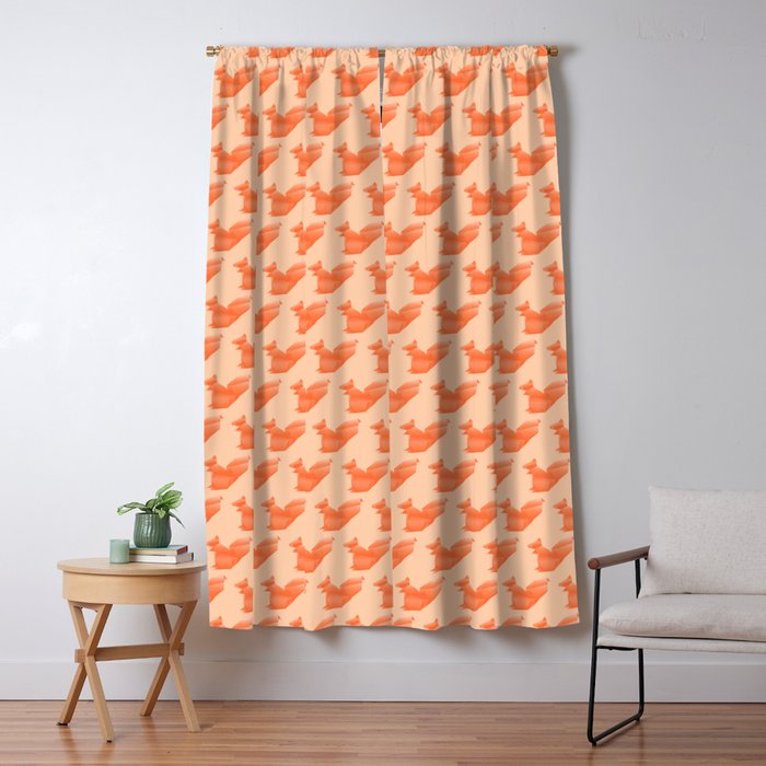 Allergic To Nuts - Origami Orange Squirrel Window Curtain