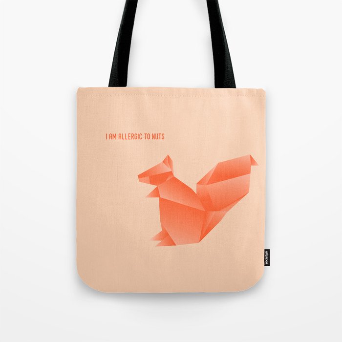 Allergic To Nuts - Origami Orange Squirrel Tote Bag