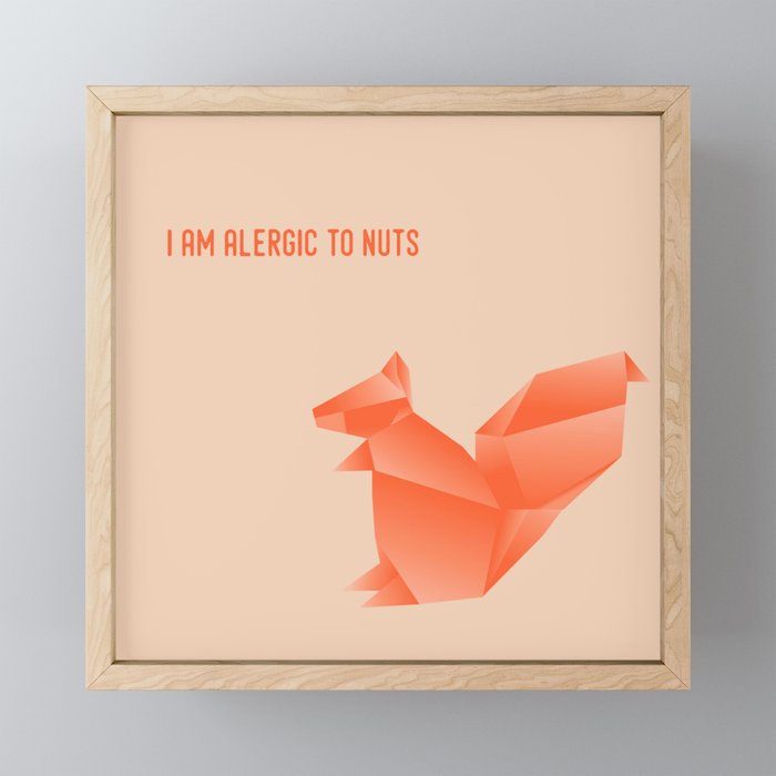 Allergic To Nuts - Origami Orange Squirrel Mini Art Print