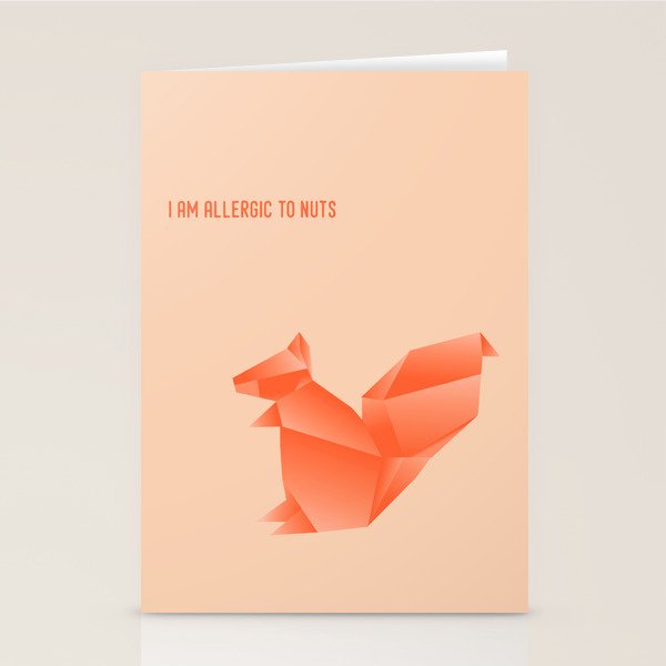 Allergic To Nuts - Origami Orange Squirrel Stationery Card