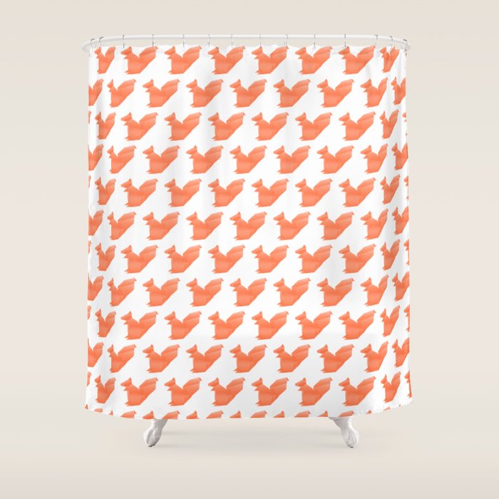 Allergic To Nuts - Origami Orange Squirrel Shower Curtain