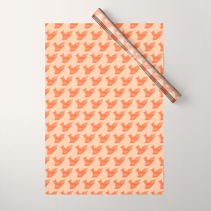 Allergic To Nuts - Origami Orange Squirrel Wrapping Paper
