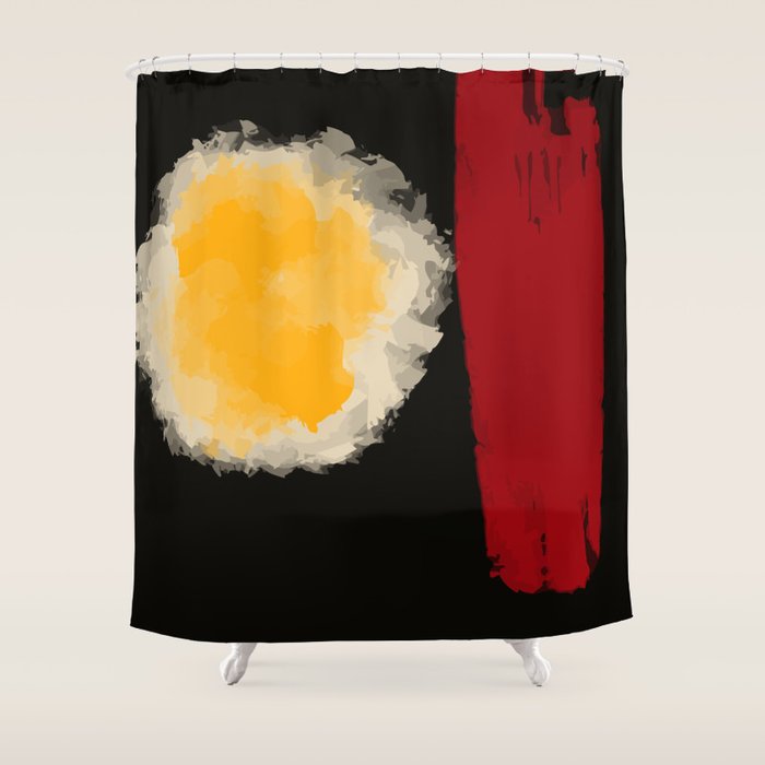 Zen Abstract Minimal Red Yellow And Black Shower Curtain