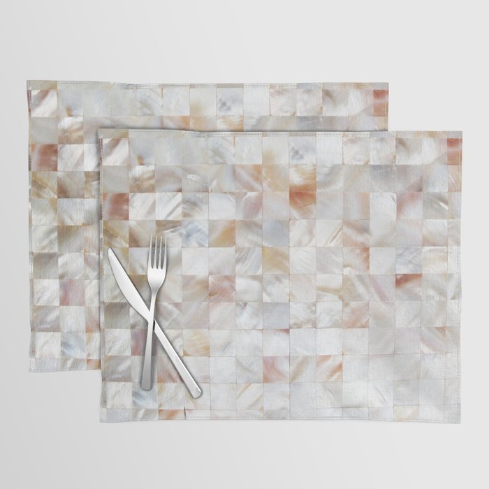 Mother Of Pearl, Exotic Tiles Photography, Neutral Minimal Geometrical Graphic Design Placemat